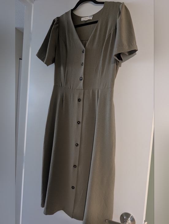 Monteau Dresses & Skirts - Olive Green Button Down Dress